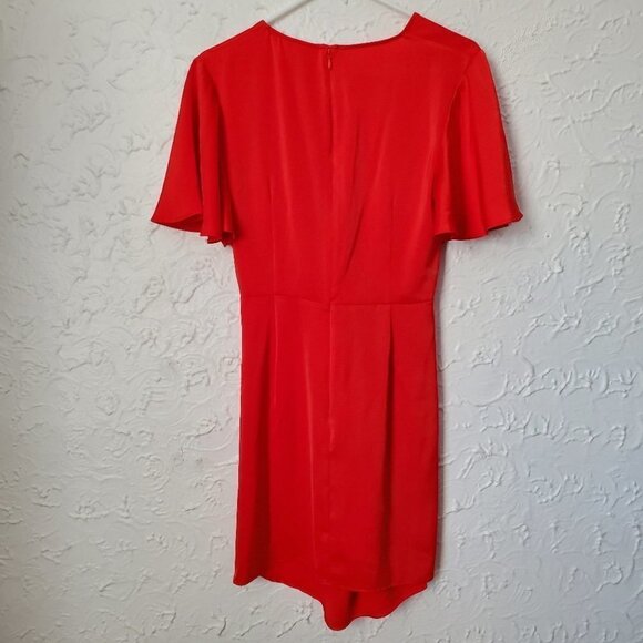 C/MEO COLLECTIVE No Less Mini Dress Faux Wrap Red Dress in Morange - Picture 6 of 8